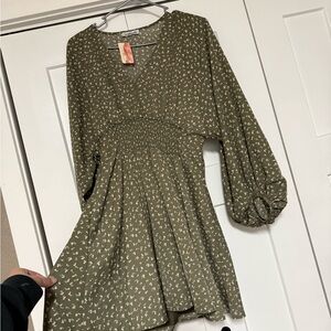 Olive Green Mini Dress